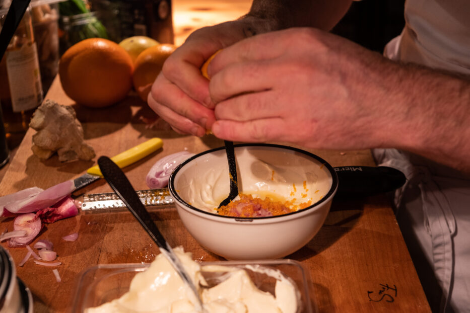 detail of a chef preparing food