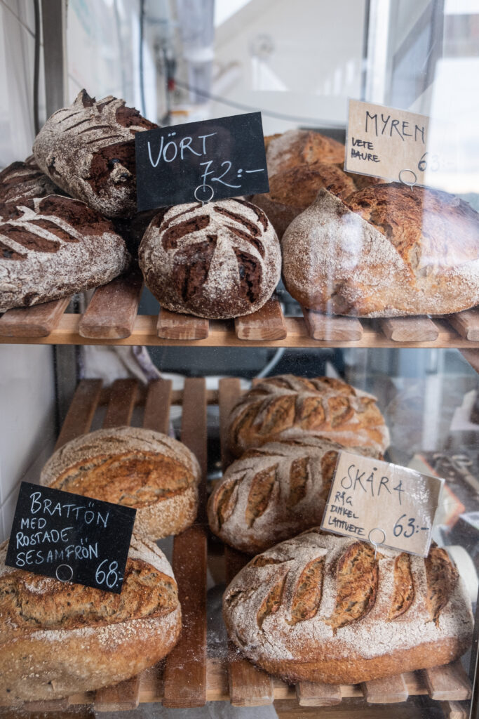 four different types of bread at skåra gårdsbakeri